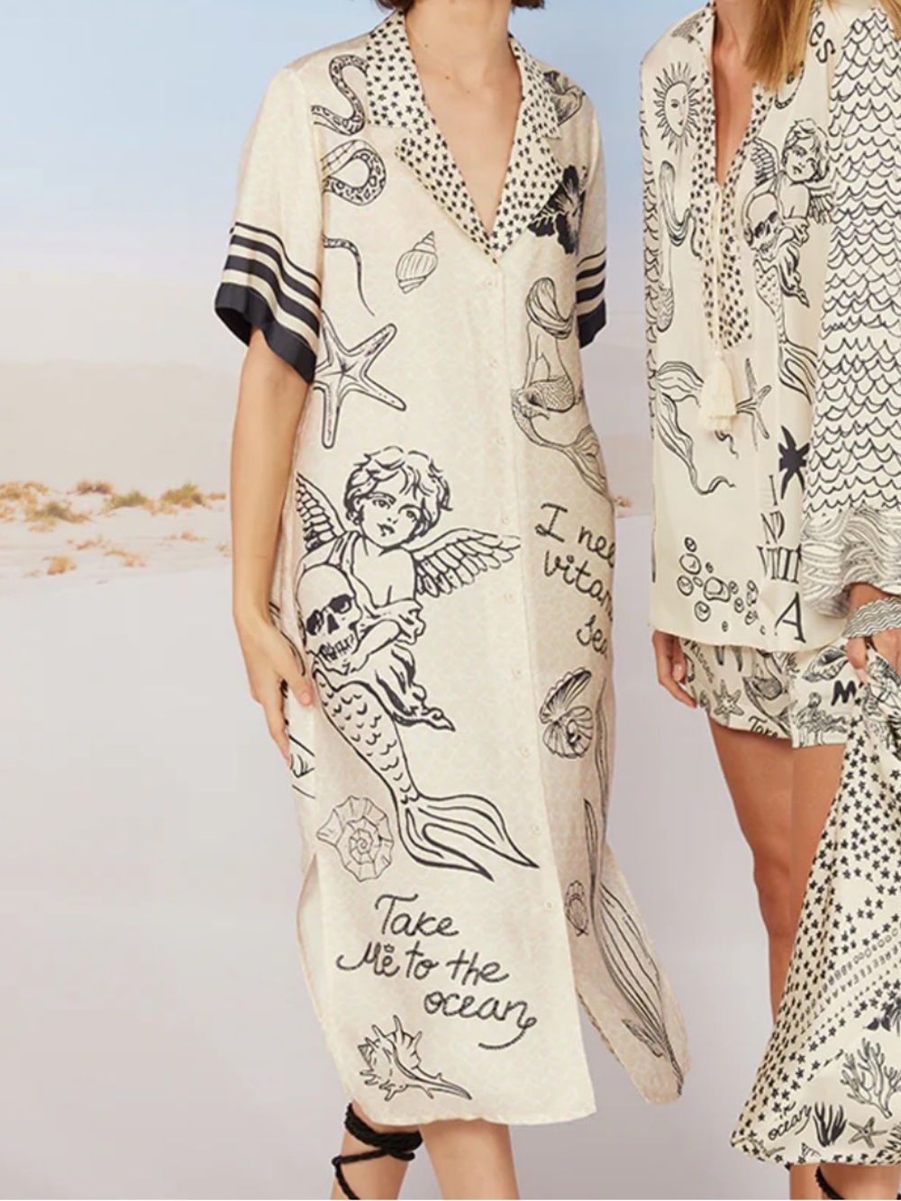 Me369 mermaid collared dress / robe / kimono